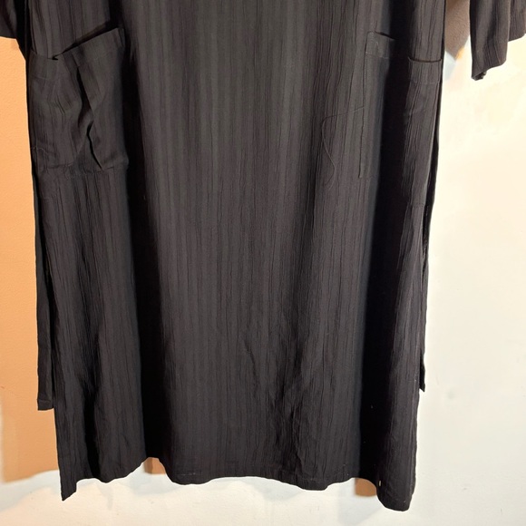 KALIYANA Sz S Oversized Dress Two Layer Patch Side Slits Textured Stripes - Picture 7 of 14
